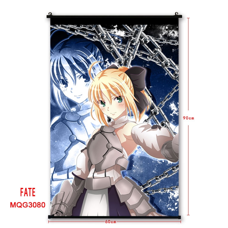 Fate stay night Anime plastic pole cloth painting Wall Scroll 60X90CM MQG3080