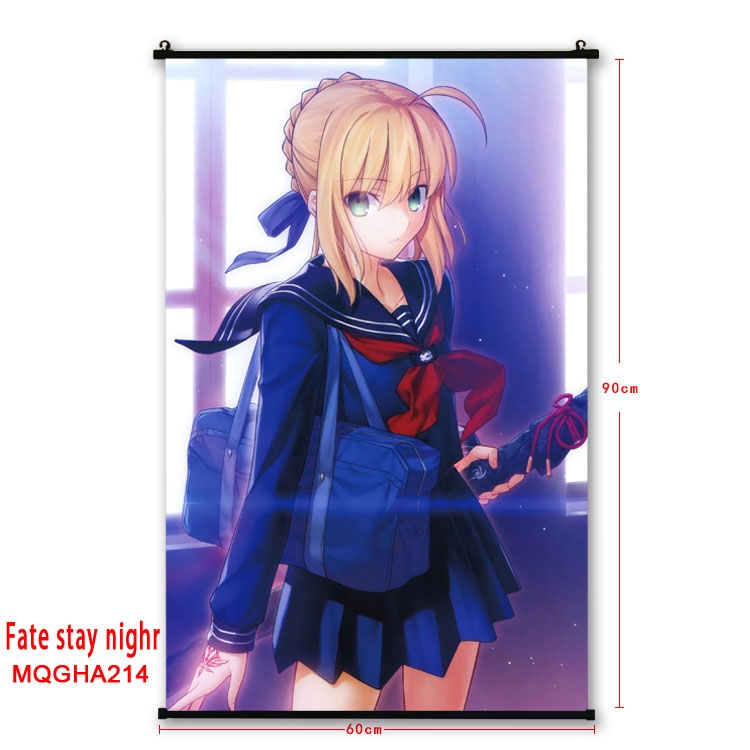 Fate stay night Anime plastic pole cloth painting Wall Scroll 60X90CM MQGHA214