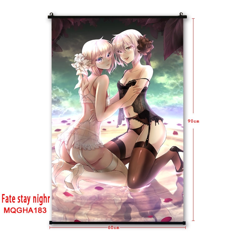Fate stay night Anime plastic pole cloth painting Wall Scroll 60X90CM MQGHA183
