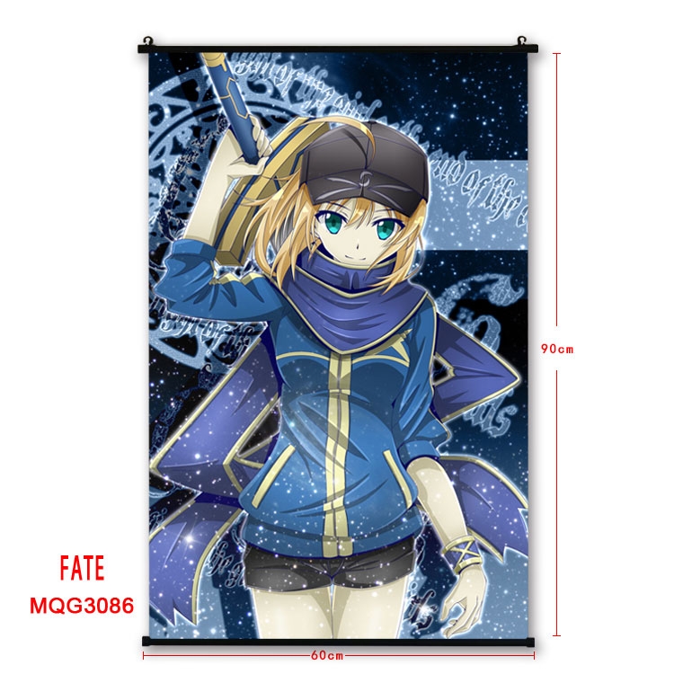 Fate stay night Anime plastic pole cloth painting Wall Scroll 60X90CM MQG3086