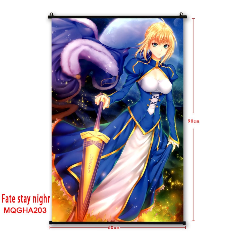 Fate stay night Anime plastic pole cloth painting Wall Scroll 60X90CM MQGHA203