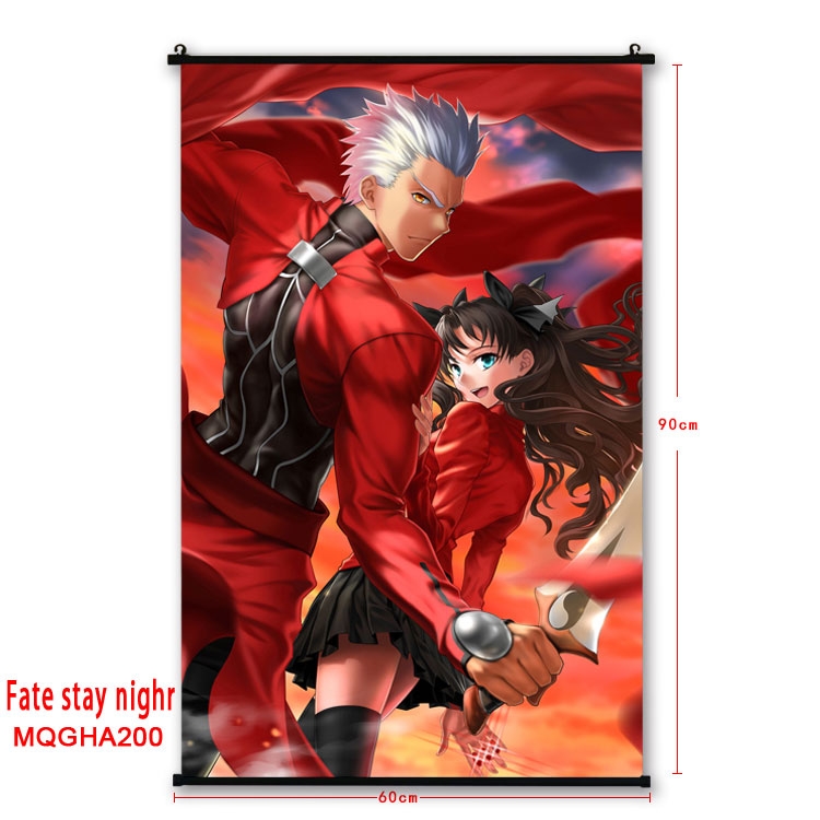 Fate stay night Anime plastic pole cloth painting Wall Scroll 60X90CM MQGHA200