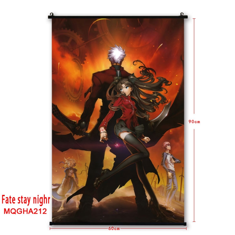 Fate stay night Anime plastic pole cloth painting Wall Scroll 60X90CM MQGHA212