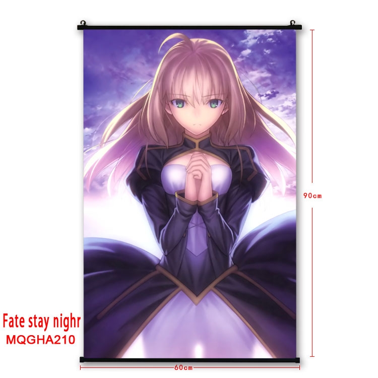 Fate stay night Anime plastic pole cloth painting Wall Scroll 60X90CM MQGHA210