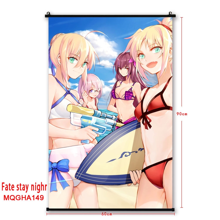 Fate stay night Anime plastic pole cloth painting Wall Scroll 60X90CM MQG3086