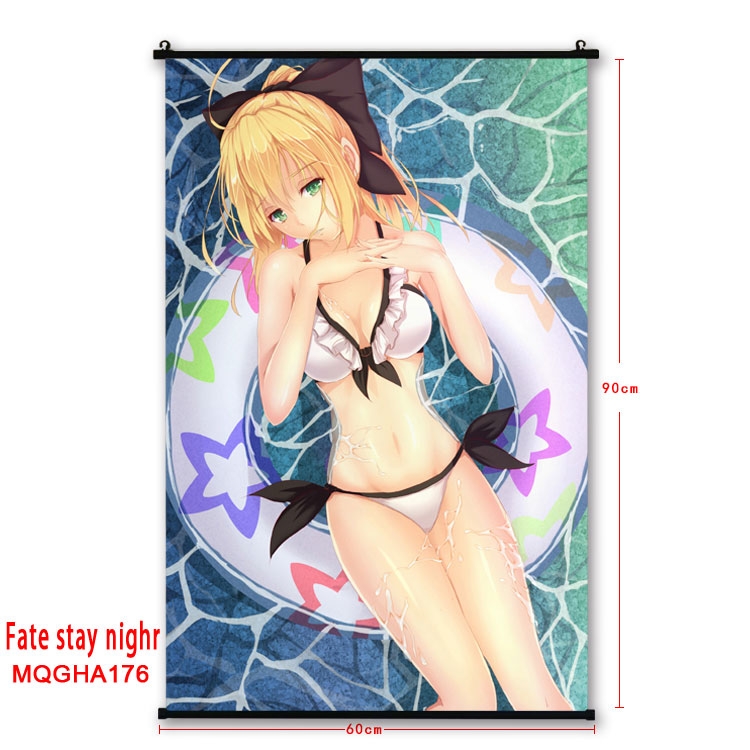 Fate stay night Anime plastic pole cloth painting Wall Scroll 60X90CM MQGHA176