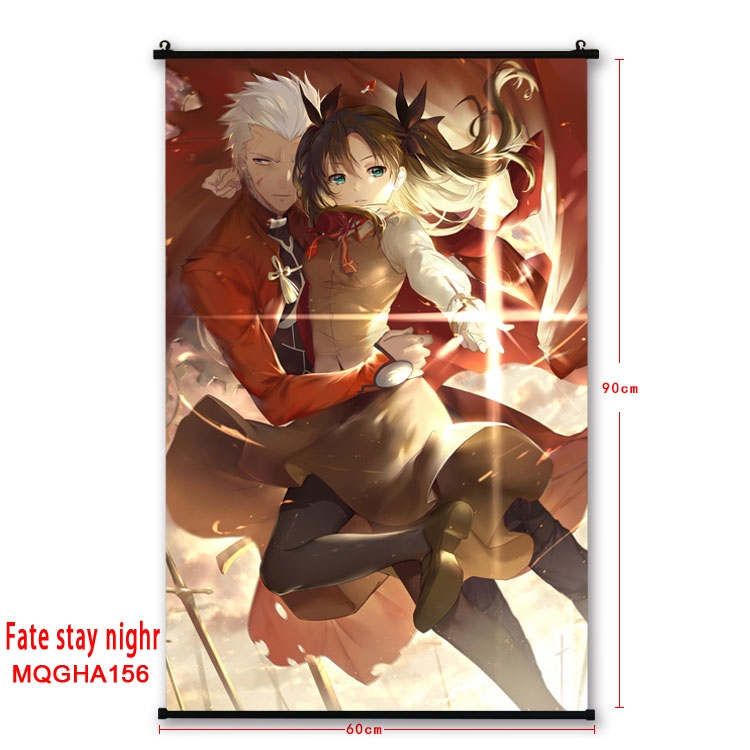 Fate stay night Anime plastic pole cloth painting Wall Scroll 60X90CM MQG2203