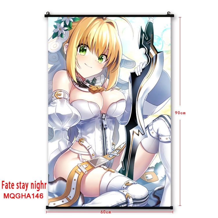 Fate stay night Anime plastic pole cloth painting Wall Scroll 60X90CM MQGHA146