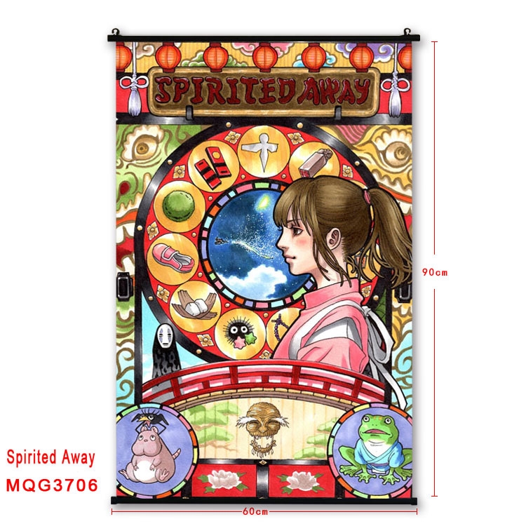 Spirited Away Anime plastic pole cloth painting Wall Scroll 60X90CM  MQG3706