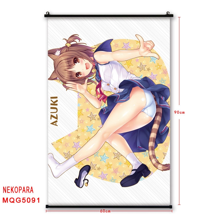 Nekopara Anime plastic pole cloth painting Wall Scroll 60X90CM MQG5091