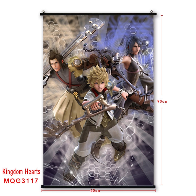 kingdom hearts Anime plastic pole cloth painting Wall Scroll 60X90CM  MQG3117