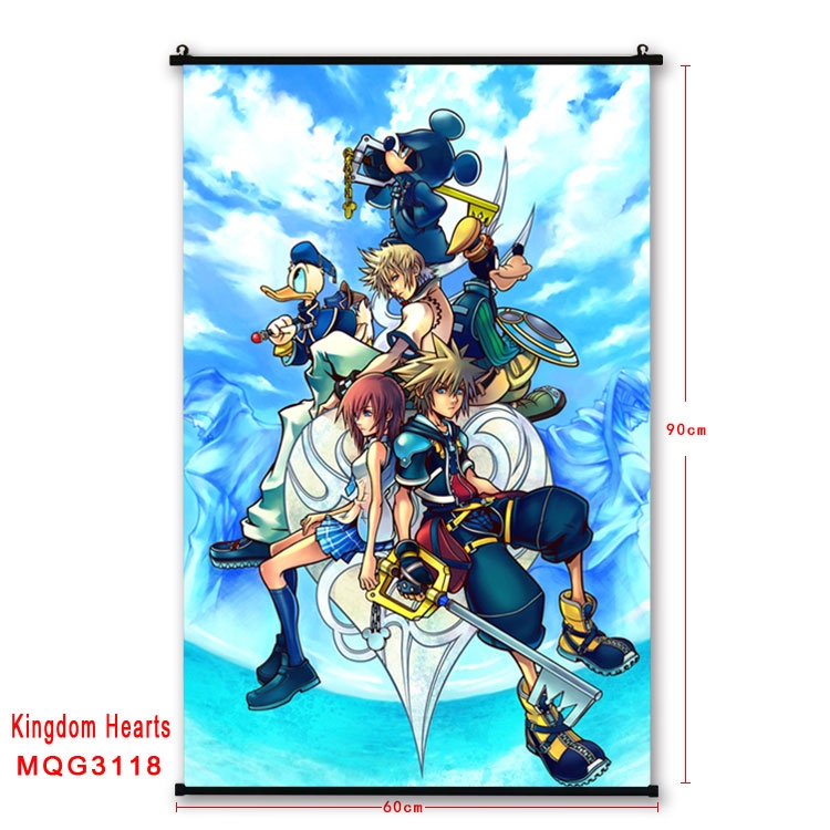 kingdom hearts Anime plastic pole cloth painting Wall Scroll 60X90CM  MQG3118