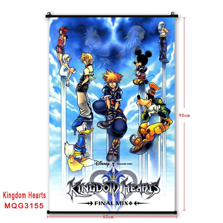 kingdom hearts Anime plastic pole cloth painting Wall Scroll 60X90CM  MQG3155