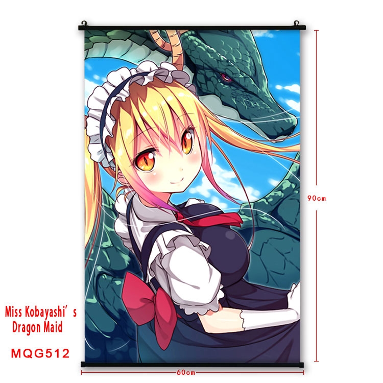 Miss Kobayashis Dragon Maid Anime plastic pole cloth painting Wall Scroll 60X90CM  MQG512