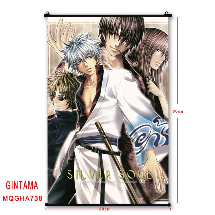 Gintama Anime plastic pole cloth painting Wall Scroll 60X90CM MQGHA738