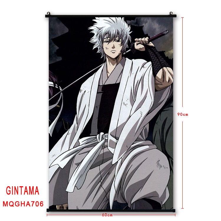 Gintama Anime plastic pole cloth painting Wall Scroll 60X90CM MQGHA706