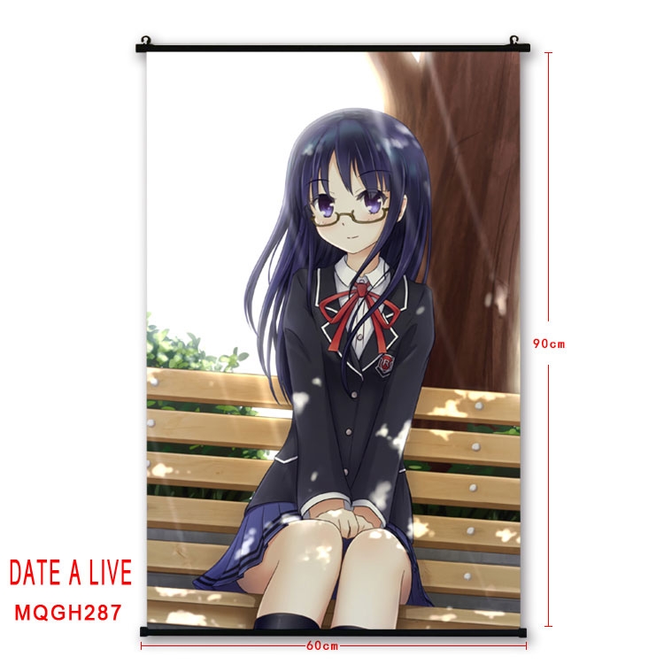 Date-A-Live Anime plastic pole cloth painting Wall Scroll 60X90CM