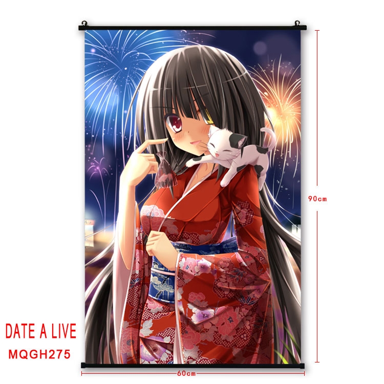 Date-A-Live Anime plastic pole cloth painting Wall Scroll 60X90CM MQGH275