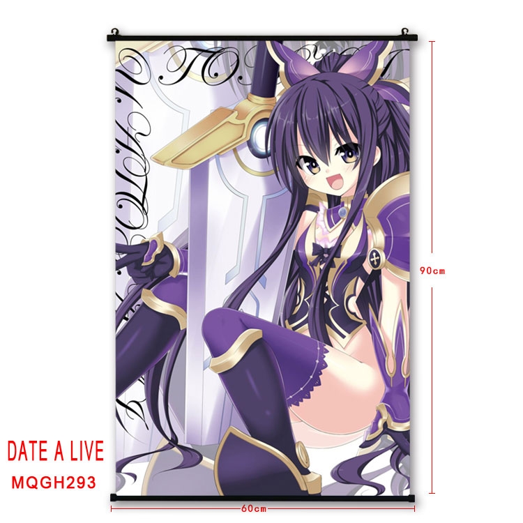 Date-A-Live Anime plastic pole cloth painting Wall Scroll 60X90CM MQGH293