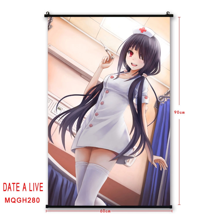 Date-A-Live Anime plastic pole cloth painting Wall Scroll 60X90CM MQGH280