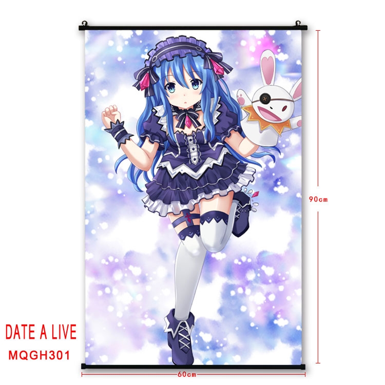 Date-A-Live Anime plastic pole cloth painting Wall Scroll 60X90CM MQGH301