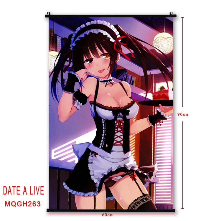 Date-A-Live Anime plastic pole cloth painting Wall Scroll 60X90CM MQGH263