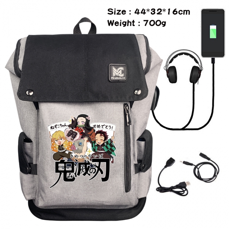 Demon Slayer Kimets Data cable animation game backpack school bag