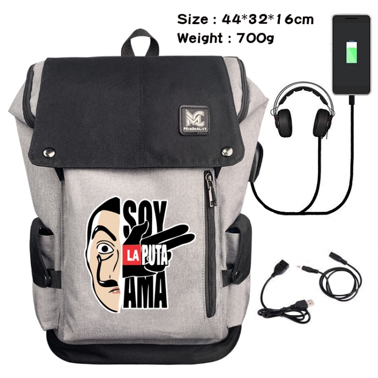Money Heist Data cable animation game backpack school bag 3A