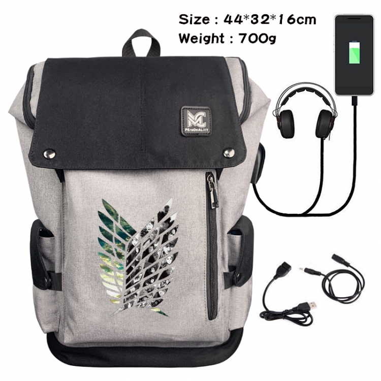 Shingeki no Kyojin Data cable animation game backpack school bag 2A