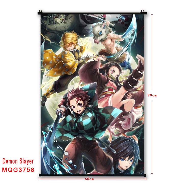 Demon Slayer Kimets Anime plastic pole cloth painting Wall Scroll 60X90CM  MQG3758