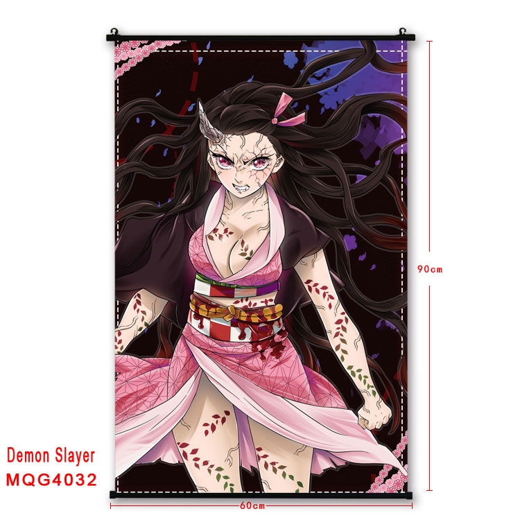 Demon Slayer Kimets Anime plastic pole cloth painting Wall Scroll 60X90CM  MQG4032