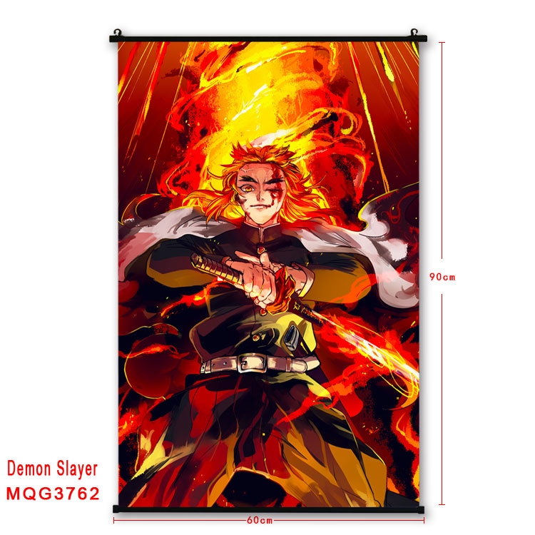 Demon Slayer Kimets Anime plastic pole cloth painting Wall Scroll 60X90CM  MQG3762