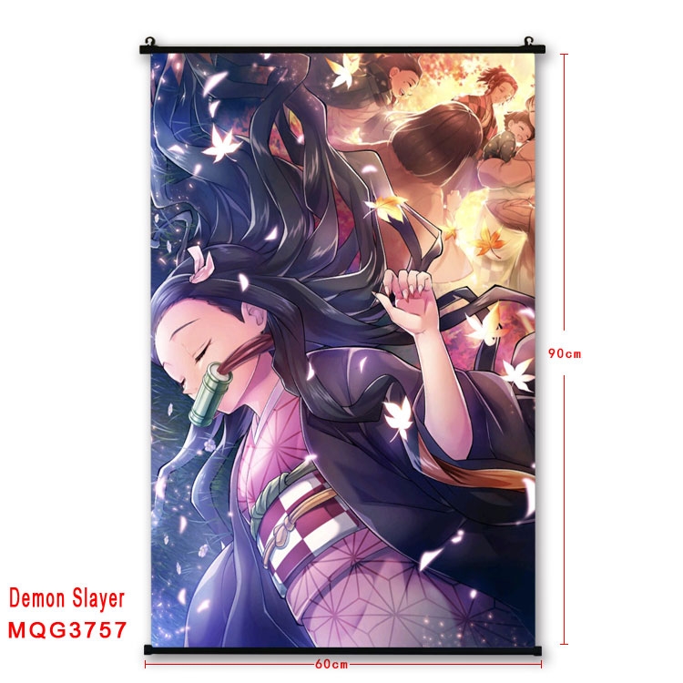 Demon Slayer Kimets Anime plastic pole cloth painting Wall Scroll 60X90CM  MQG3757