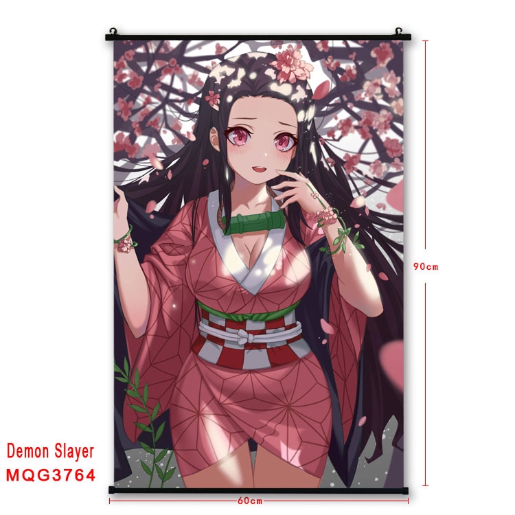 Demon Slayer Kimets Anime plastic pole cloth painting Wall Scroll 60X90CM  MQG3764