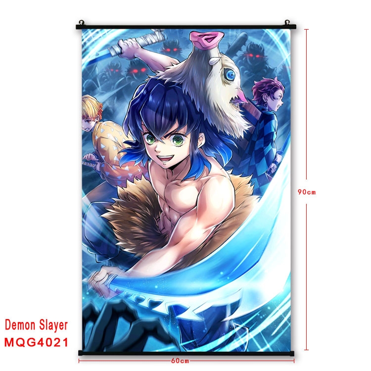 Demon Slayer Kimets Anime plastic pole cloth painting Wall Scroll 60X90CM  MQG4021