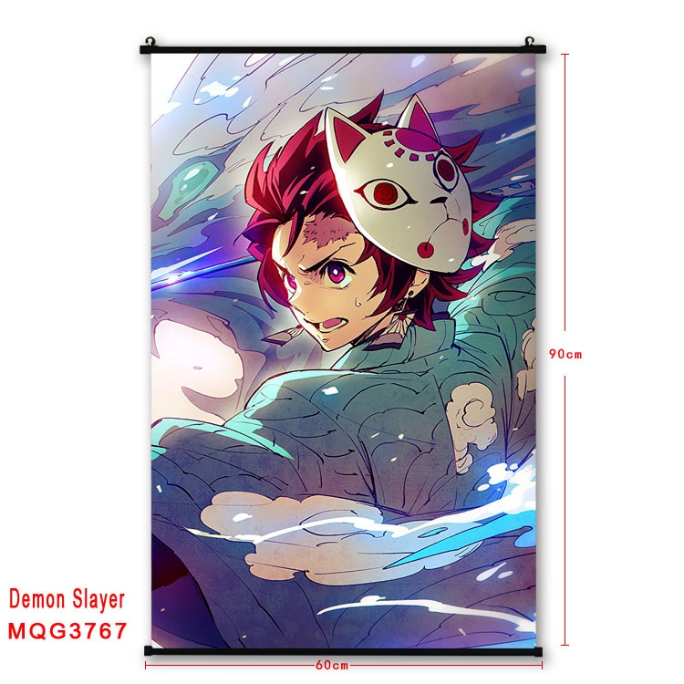 Demon Slayer Kimets Anime plastic pole cloth painting Wall Scroll 60X90CM  MQG3767