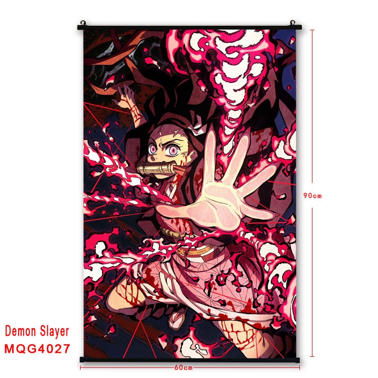 Demon Slayer Kimets Anime plastic pole cloth painting Wall Scroll 60X90CM  MQG4027