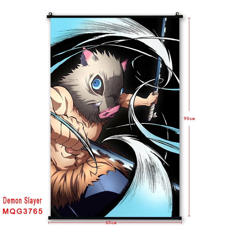 Demon Slayer Kimets Anime plastic pole cloth painting Wall Scroll 60X90CM  MQG3765
