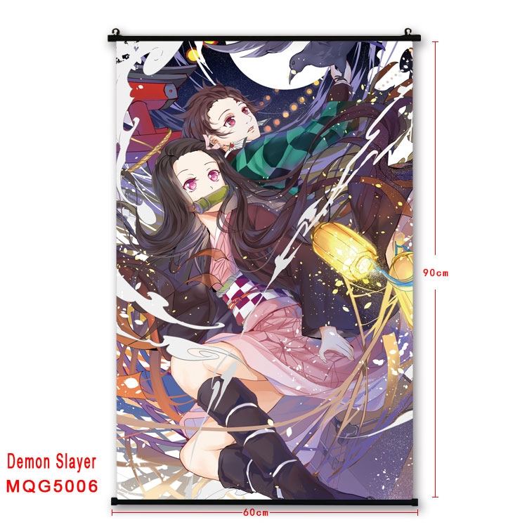 Demon Slayer Kimets Anime plastic pole cloth painting Wall Scroll 60X90CM  MQG5006