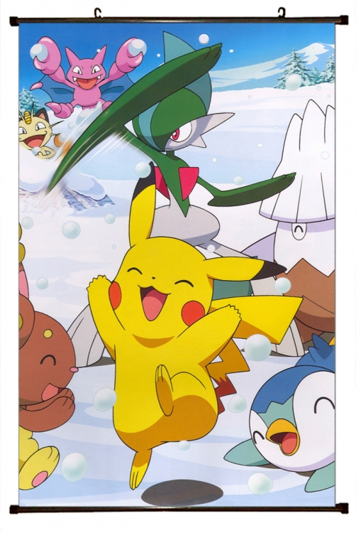 Pokemon Anime black  Plastic rod Cloth painting Wall Scroll 60X90CM  B1-217