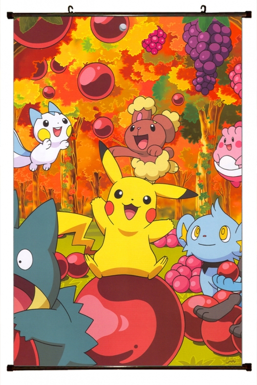 Pokemon Anime black  Plastic rod Cloth painting Wall Scroll 60X90CM  B1-215