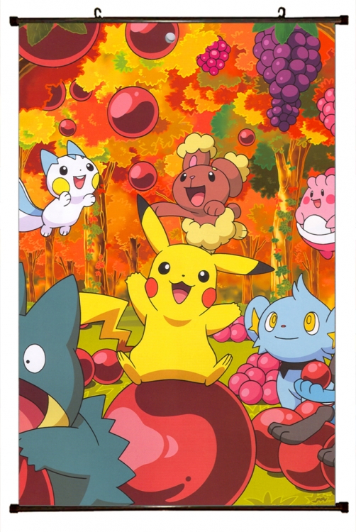 Pokemon Anime black  Plastic rod Cloth painting Wall Scroll 60X90CM  B1-215