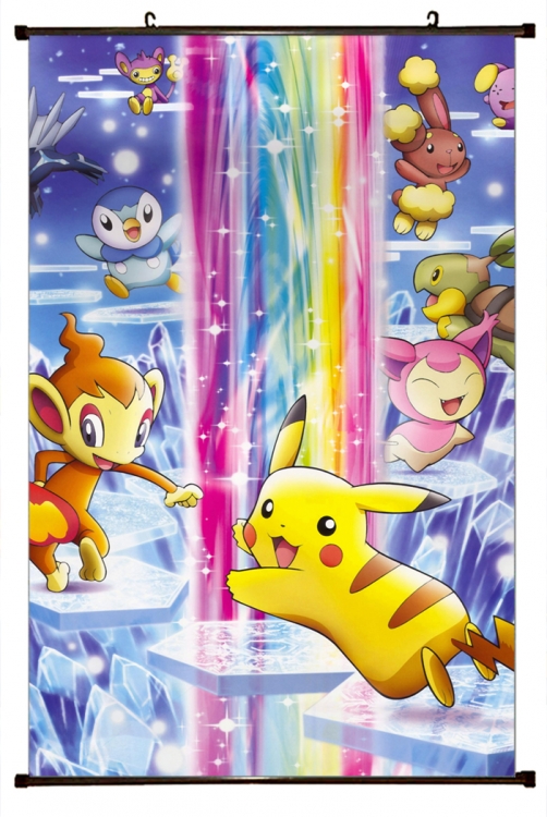 Pokemon Anime black  Plastic rod Cloth painting Wall Scroll 60X90CM  B1-210