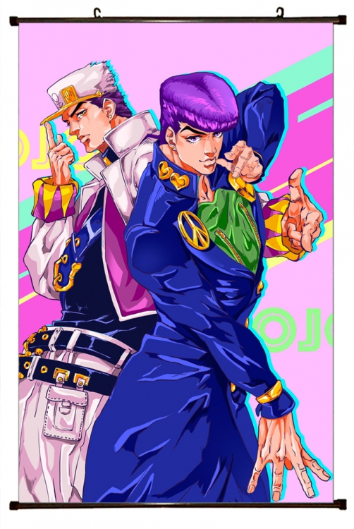 JoJos Bizarre Adventure Anime black Plastic rod Cloth painting Wall Scroll 60X90CM J118