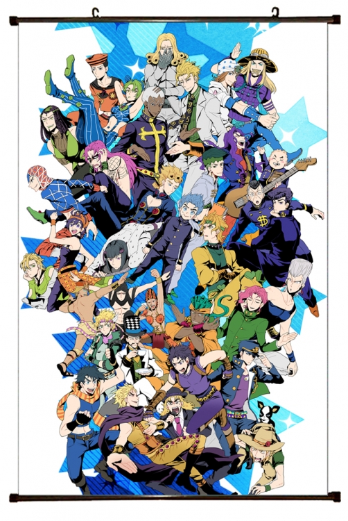 JoJos Bizarre Adventure Anime black Plastic rod Cloth painting Wall Scroll 60X90CM J145