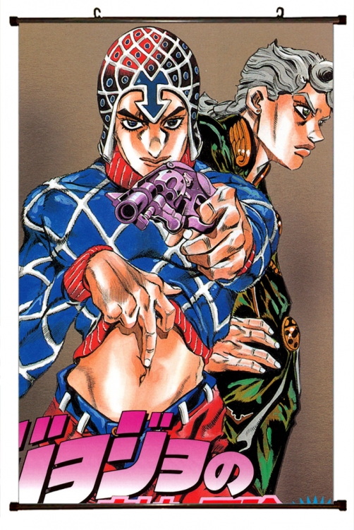 JoJos Bizarre Adventure Anime black Plastic rod Cloth painting Wall Scroll 60X90CM J163