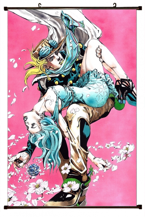 JoJos Bizarre Adventure Anime black Plastic rod Cloth painting Wall Scroll 60X90CM J1149