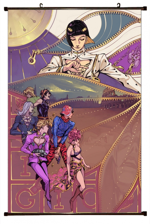 JoJos Bizarre Adventure Anime black Plastic rod Cloth painting Wall Scroll 60X90CM J1108