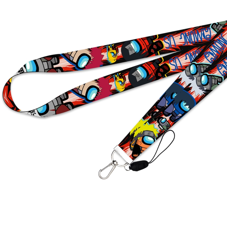 Among Us Black silver buckle Cartoon lanyard mobile phone rope 22.5CM a set price for 10 pcs