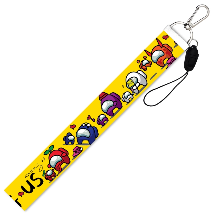 Among Us Yellow silver buckle Cartoon lanyard mobile phone rope 22.5CM a set price for 10 pcs